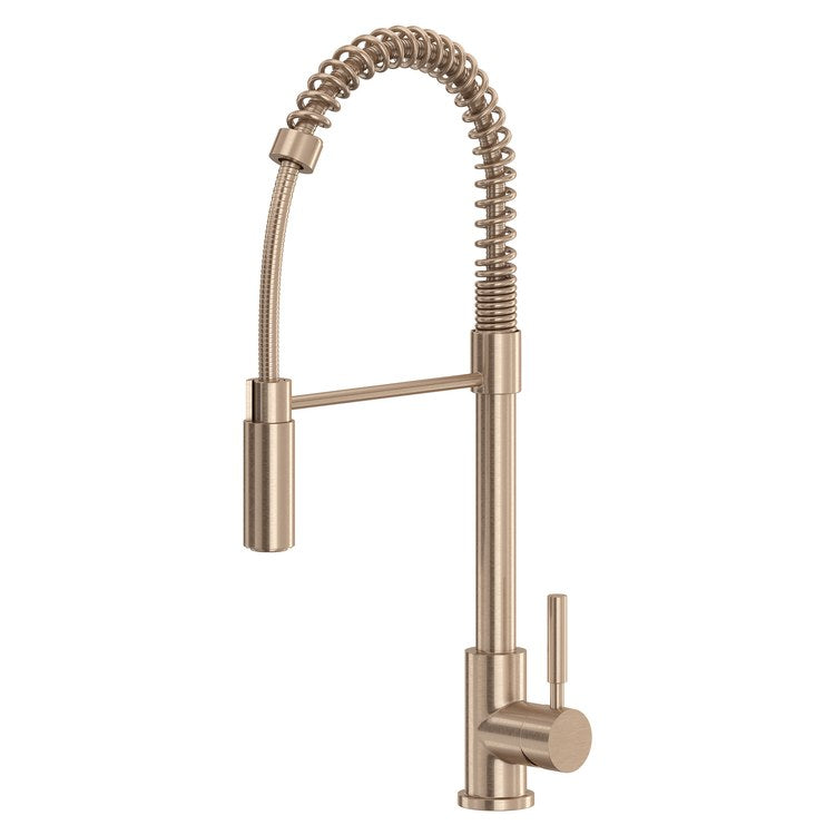 Kitchen Faucet Lux Pre-Rinse Spring Pull Down 1 Lever cUPC Vintage Gold Dual Swivel C-Spout 1 Hole Deck Mount 1.8 Gallons per Minute - Image 1
