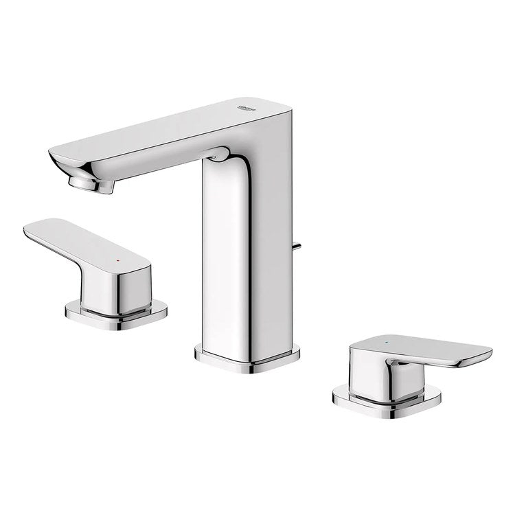 Lavatory Faucet Cubeo Widespread 8 Inch Spread 2 Lever ADA WaterSense StarLight Chrome 1.2 Gallons per Minute Deck Rigid Lift Rod 3 Hole SilkMove/EcoJoy