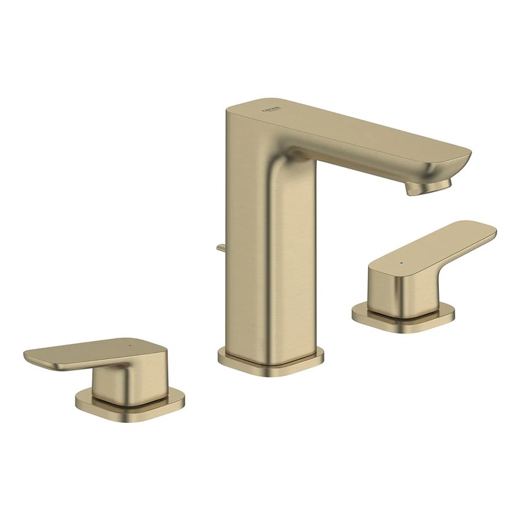 Lavatory Faucet Cubeo Widespread 8 Inch Spread 2 Lever ADA WaterSense Brushed Nickel Infinity 1.2 Gallons per Minute Deck Rigid Lift Rod 3 Hole SilkMove/EcoJoy