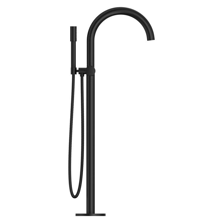 Tub Filler Atrio New Freestanding with Handshower 10-1/2 Inch Spread 1 Lever cUPC/CALGreen Matte Black Floor - Image 2