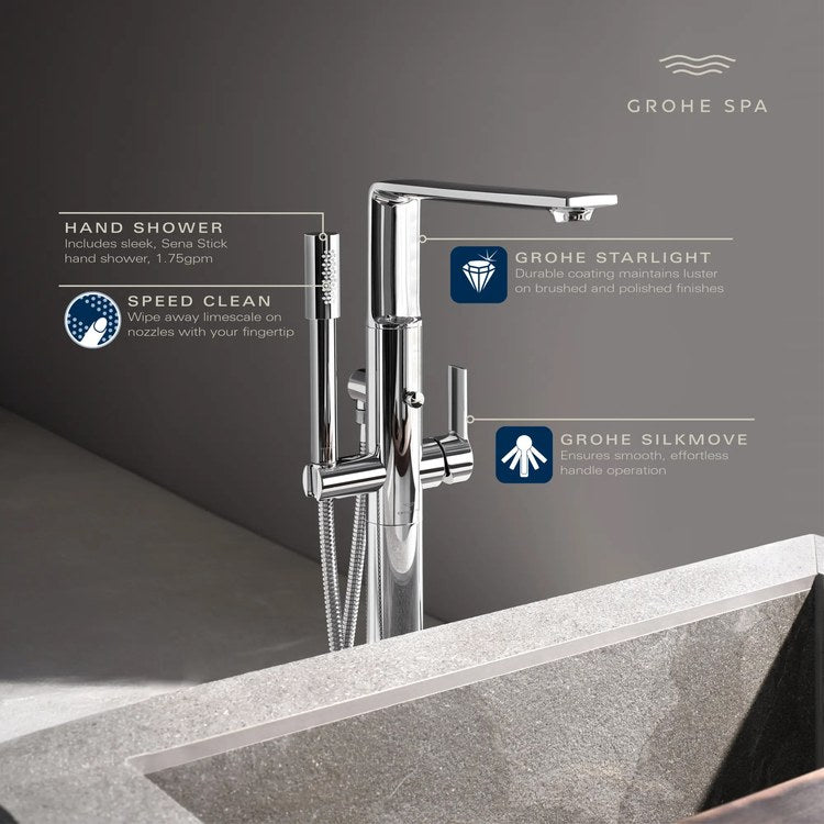 Tub Filler Allure New Freestanding with Handshower 8 Inch Spread 1 Lever cUPC/CALGreen Matte Black Floor - Image 3