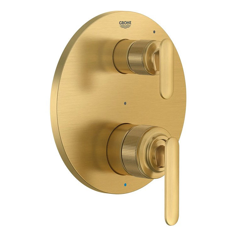 Pressure Balance Valve Trim Listra 2 Lever Brushed Cool Sunrise 7-3/4 Inch Round cUPC ADA