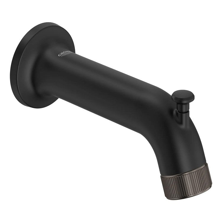 Tub Spout Listra Pull Up Diverter Matte Black 6-3/4 Inch Metal 1/2-14 Inch NPT cUPC