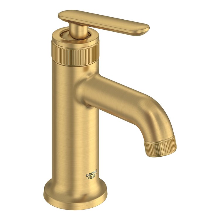 Lavatory Faucet Listra Small 1 Lever ADA WaterSense/CALGreen/cUPC Brushed Cool Sunrise 1.2 Gallons per Minute Deck Push Pop-Up 1 Hole SilkMove/EcoJoy