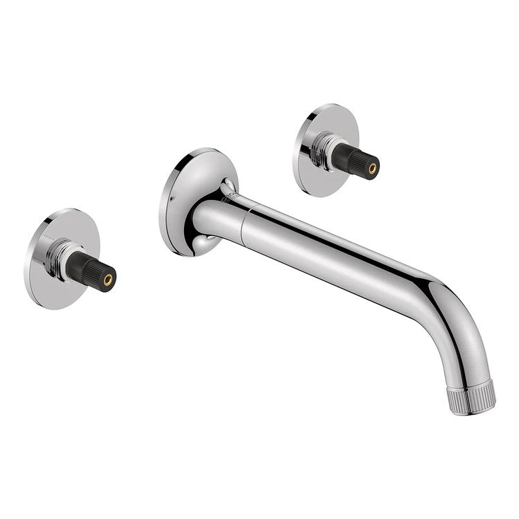 Lavatory Faucet Listra Widespread 8 Inch Spread Less Handle WaterSense/CALGreen/cUPC StarLight Chrome 1.2 Gallons per Minute Wall Less Drain 3 Hole EcoJoy