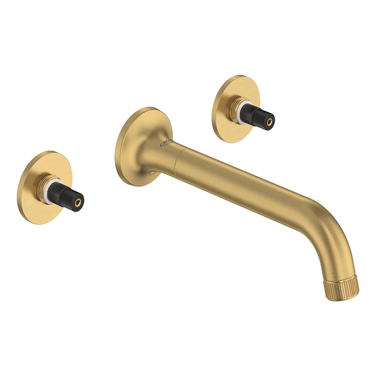 Lavatory Faucet Listra Widespread 8 Inch Spread Less Handle WaterSense/CALGreen/cUPC Brushed Cool Sunrise 1.2 Gallons per Minute Wall Less Drain 3 Hole EcoJoy