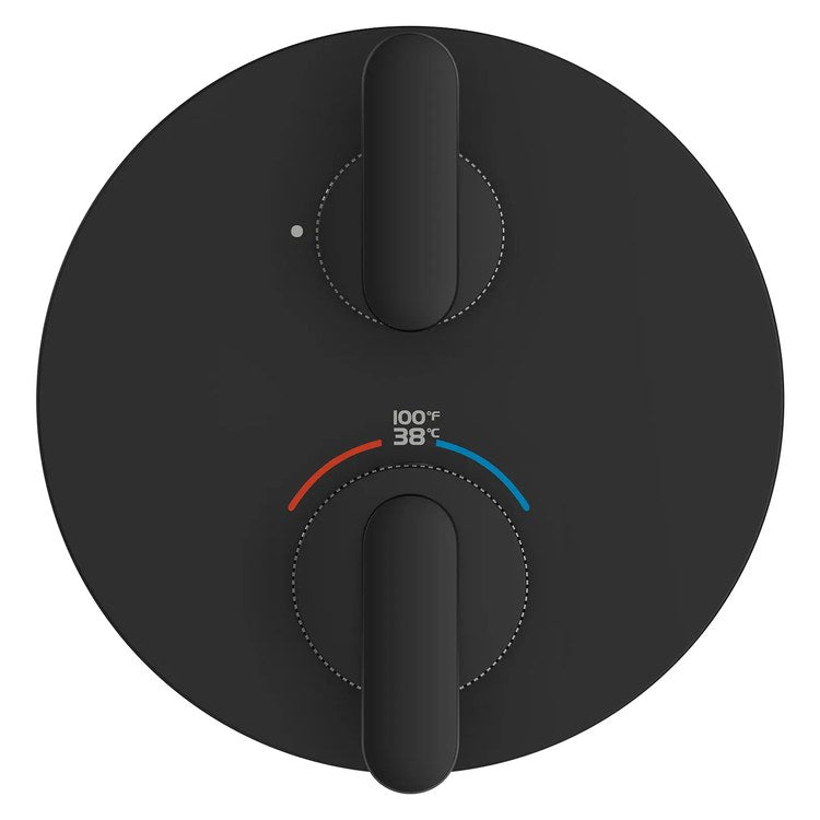 Thermostatic Valve Trim Listra Single Function 2 Lever Matte Black cUPC ADA - Image 3