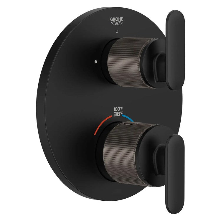 Thermostatic Valve Trim Listra Single Function 2 Lever Matte Black cUPC ADA