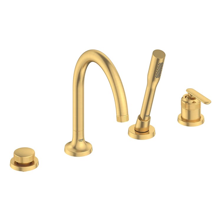 Roman Tub Faucet Listra Deck Mount 1 Lever WaterSense/CALGreen/cUPC ADA Brushed Cool Sunrise 4 Hole