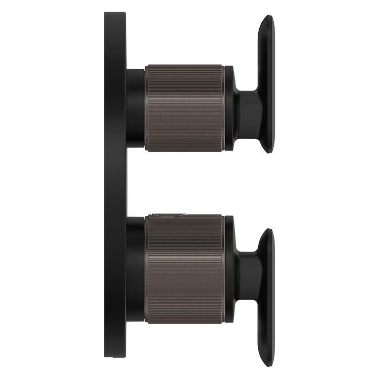 Thermostatic Valve Trim Listra Dual Function 2 Lever Matte Black cUPC ADA - Image 3