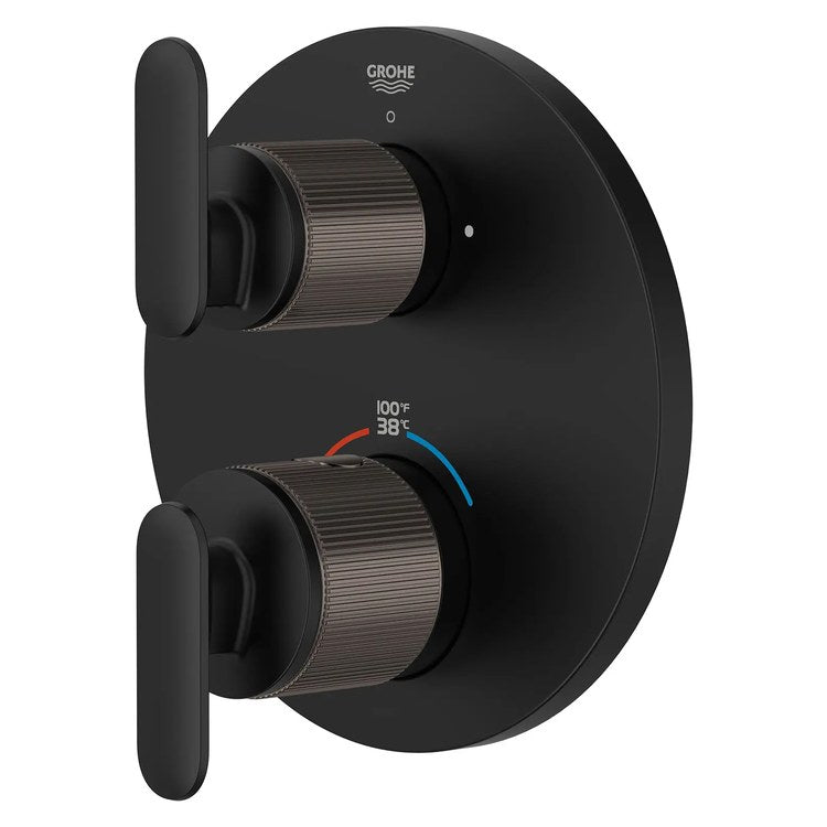 Thermostatic Valve Trim Listra Dual Function 2 Lever Matte Black cUPC ADA