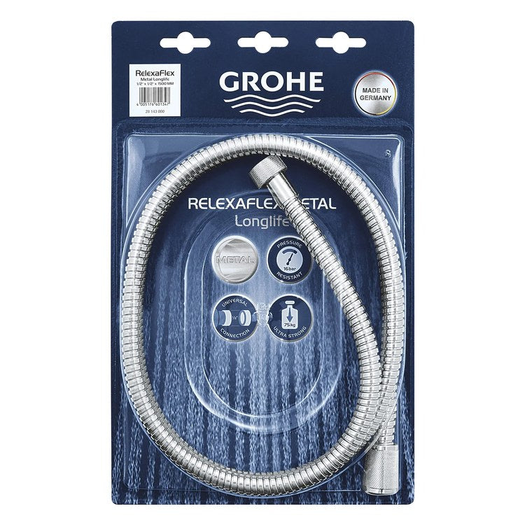 Handshower Hose Universal AntiFold 59 Inch StarLight Chrome 1/2 Inch Female Threaded NPT Rotaflex Metal - Image 2
