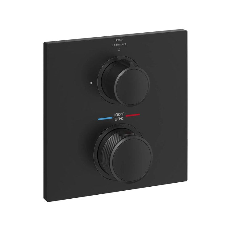 Thermostatic Valve Trim Allure New Single Function 2 Knob Matte Black cUPC
