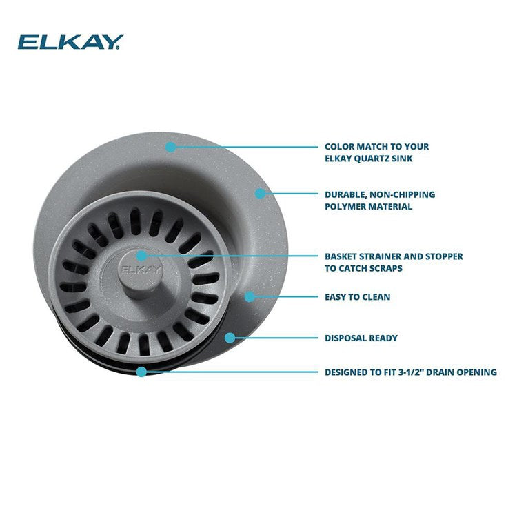 Disposal Flange with Removable Basket Strainer and Rubber Stopper Sandstone 3-1/2 Inch Polymer for Sinks with 3-1/2IN Drain Opening - Image 2