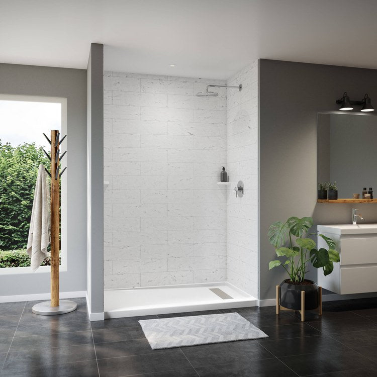 Shower Base Princeton Pro Alcove White 60 x 34 x 3 Inch Porcelain Enamel Trench 8-1/2 IN from Wet Wall Right Drain - Image 2