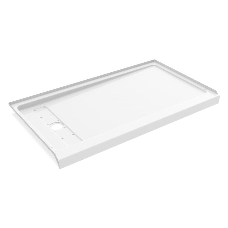 Shower Base Princeton Pro Alcove White 60 x 34 x 3 Inch Porcelain Enamel Trench 8-1/2 IN from Wet Wall Left Drain