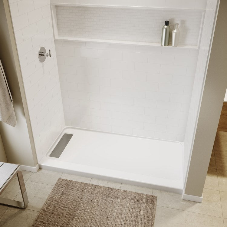 Shower Base Princeton Pro Alcove White 60 x 34 x 3 Inch Porcelain Enamel Trench 4-1/2 IN from Wet Wall Left Drain - Image 2