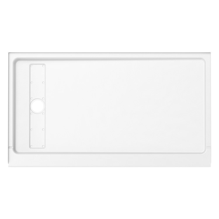 Shower Base Princeton Pro Alcove White 60 x 36 x 3 Inch Porcelain Enamel Trench 8-1/2 IN from Wet Wall Left Drain - Image 2