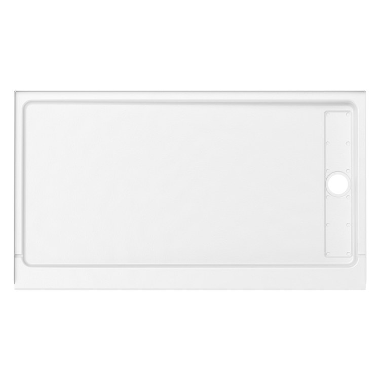 Shower Base Princeton Pro Alcove White 60 x 36 Inch Porcelain Enamel Trench 4-1/2 IN from Wet Wall Right Drain - Image 2