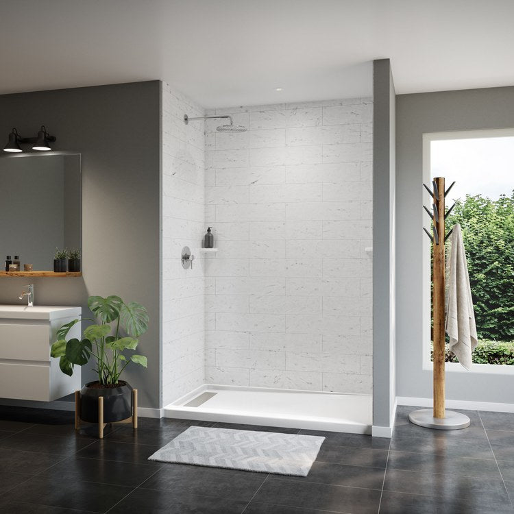 Shower Base Princeton Pro Alcove White 60 x 36 Inch Porcelain Enamel Trench 4-1/2 IN from Wet Wall Left Drain - Image 2