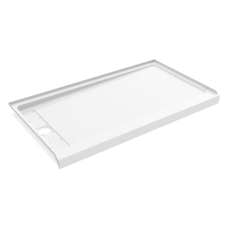 Shower Base Princeton Pro Alcove White 60 x 36 Inch Porcelain Enamel Trench 4-1/2 IN from Wet Wall Left Drain - Image 3