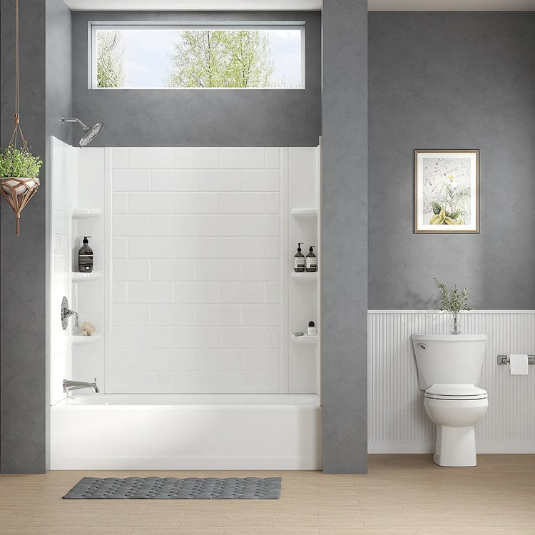 Tub Princeton PRO 60 x 30 Inch Integral Apron Slip Resistant Left Hand Outlet White Enameled Steel 42 Gallon - Image 3