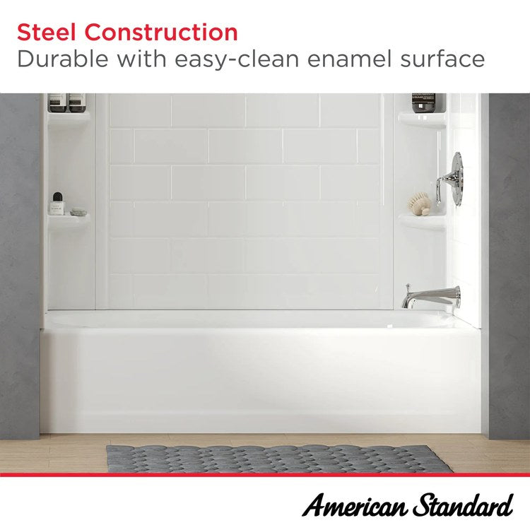 Tub Princeton PRO 60 x 30 Inch Integral Apron Right Hand Outlet Slip Resistant White Enameled Steel 42 Gallon - Image 3