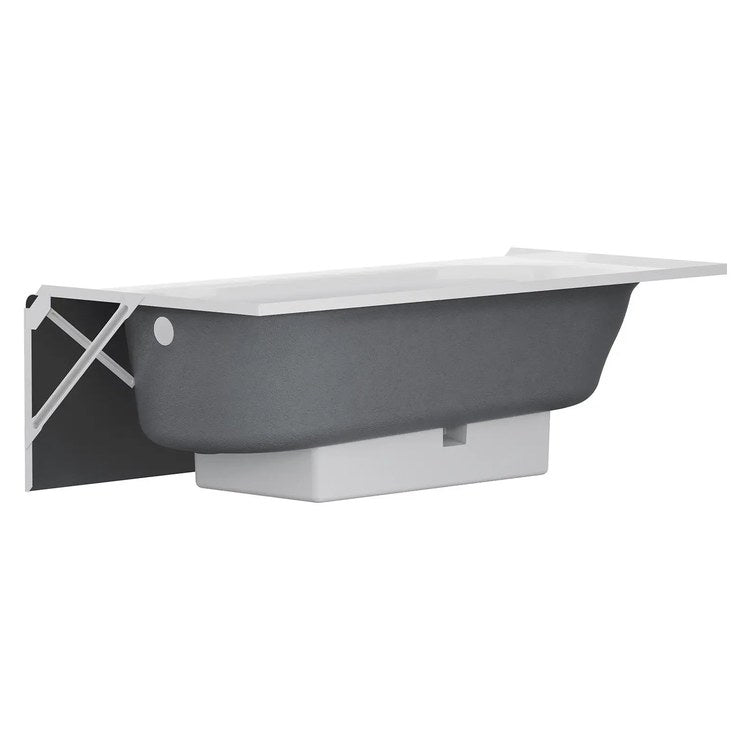 Tub Princeton PRO 60 x 30 Inch Above Floor Rough Integral Apron with Right Hand Outlet White ADA Enameled Steel 42 Gallon - Image 3
