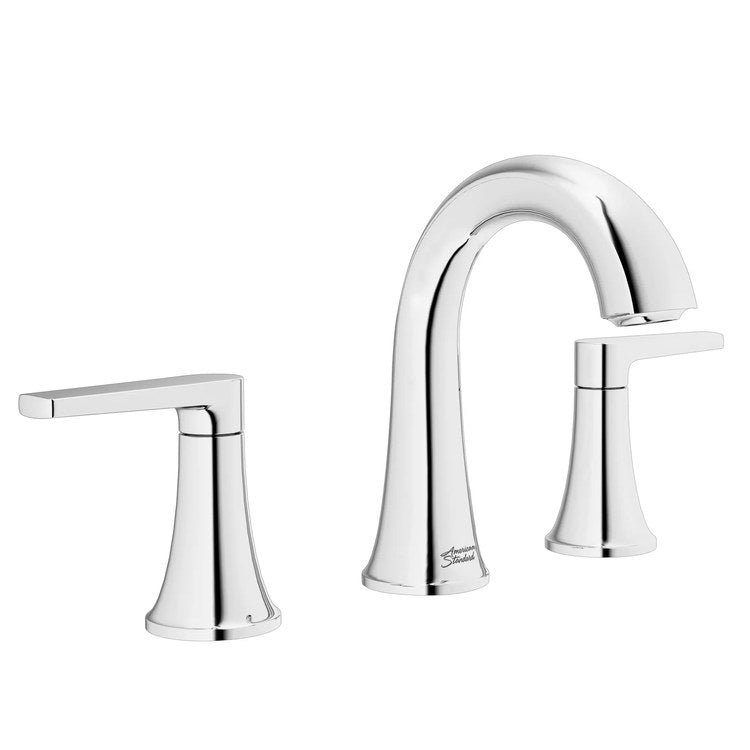 Lavatory Faucet Becklow Widespread 6 to 12 Inch Spread 2 Lever ADA WaterSense/cUPC Polished Chrome 1.2 Gallons per Minute Deck Mount Push Pop-Up 3 Hole