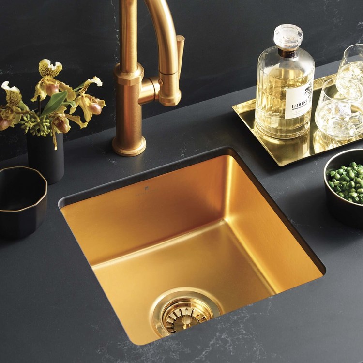 Bar Sink Reveler Precious Metals 15-3/4 x 15-3/4 Inch 1 Bowls Prep cUPC 24K Matte Gold Undermount - Image 2