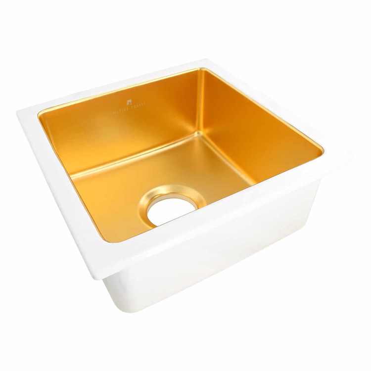 Bar Sink Reveler Precious Metals 15-3/4 x 15-3/4 Inch 1 Bowls Prep cUPC 24K Matte Gold Undermount - Image 3