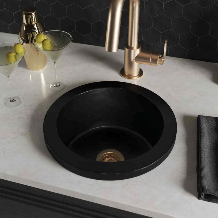 Bar Sink Malibu NativeStone 14 Inch 1 Bowls Prep cUPC Charcoal Drop-In/Undermount - Image 2