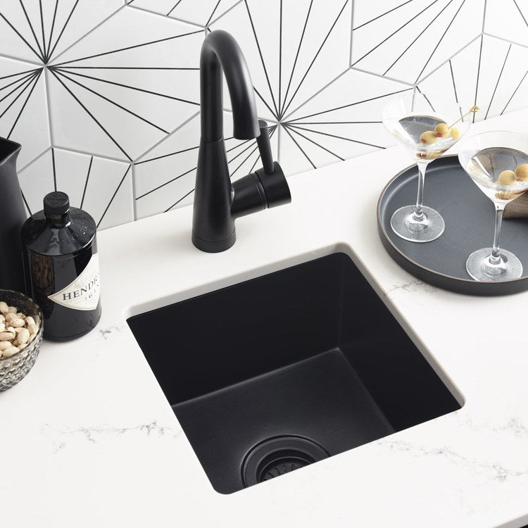 Bar Sink Ventana NativeStone 15 x 15 Inch 1 Bowls Prep cUPC Charcoal Undermount/Apron-Front - Image 2