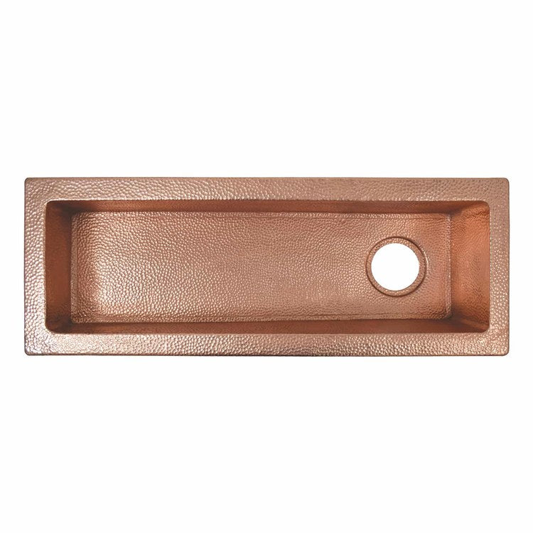 Bar Sink Rio Chico 30 x 11 Inch 1 Bowls Prep Trough cUPC Polished Copper Drop-In/Undermount