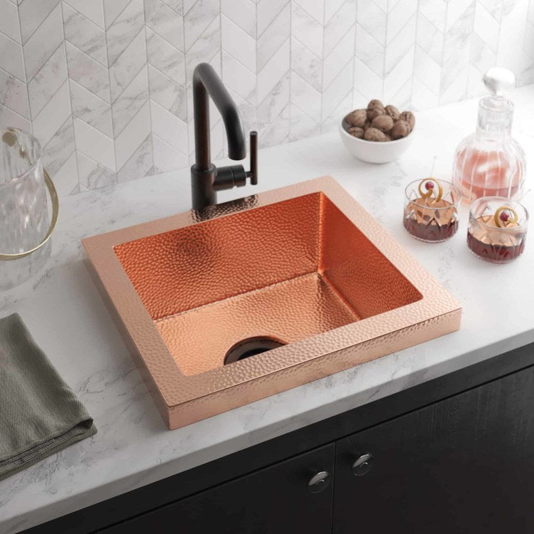 Bar Sink Manhattan 17 x 15 Inch 1 Bowls cUPC Polished Copper Drop-In - Image 2