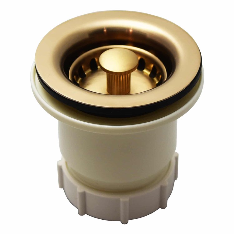 Basket Strainer Junior Champagne Bronze PVD 2 Inch Brass Rubber with Center Post and Double O-Ring