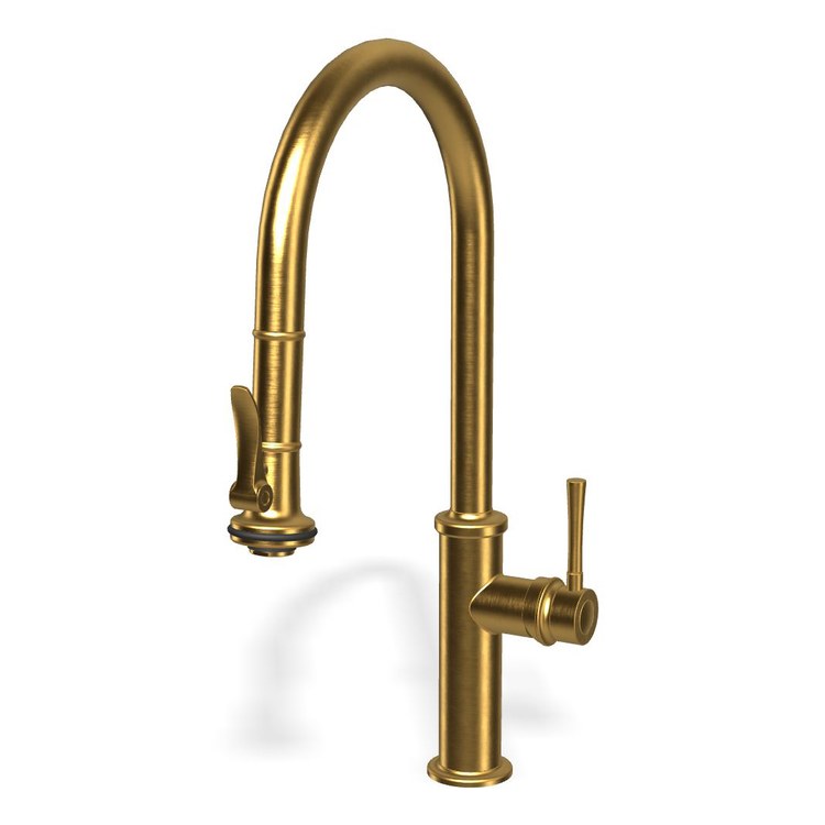 Kitchen Faucet Segovia Chef’s Pro 1 Lever ADA CALGreen Brushed Brass PVD Dual Function Pull-Down Swivel 1 Hole Deck 1.8 Gallons per Minute