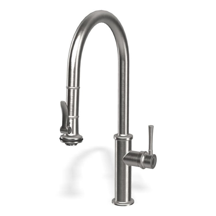 Kitchen Faucet Segovia Chef’s Pro 1 Lever ADA CALGreen Satin Nickel Dual Function Pull-Down Swivel 1 Hole Deck 1.8 Gallons per Minute