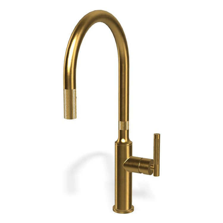 Kitchen Faucet Harley 1 Lever ADA CALGreen Brushed Brass PVD Dual Function Pull-Down Swivel 1 Hole Deck 1.8 Gallons per Minute
