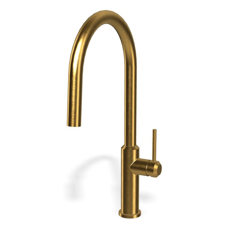 Kitchen Faucet M.E. Cosmopolitan 1 Lever ADA CALGreen Brushed Brass PVD Dual Function Pull-Down Swivel 1 Hole Deck 1.8 Gallons per Minute