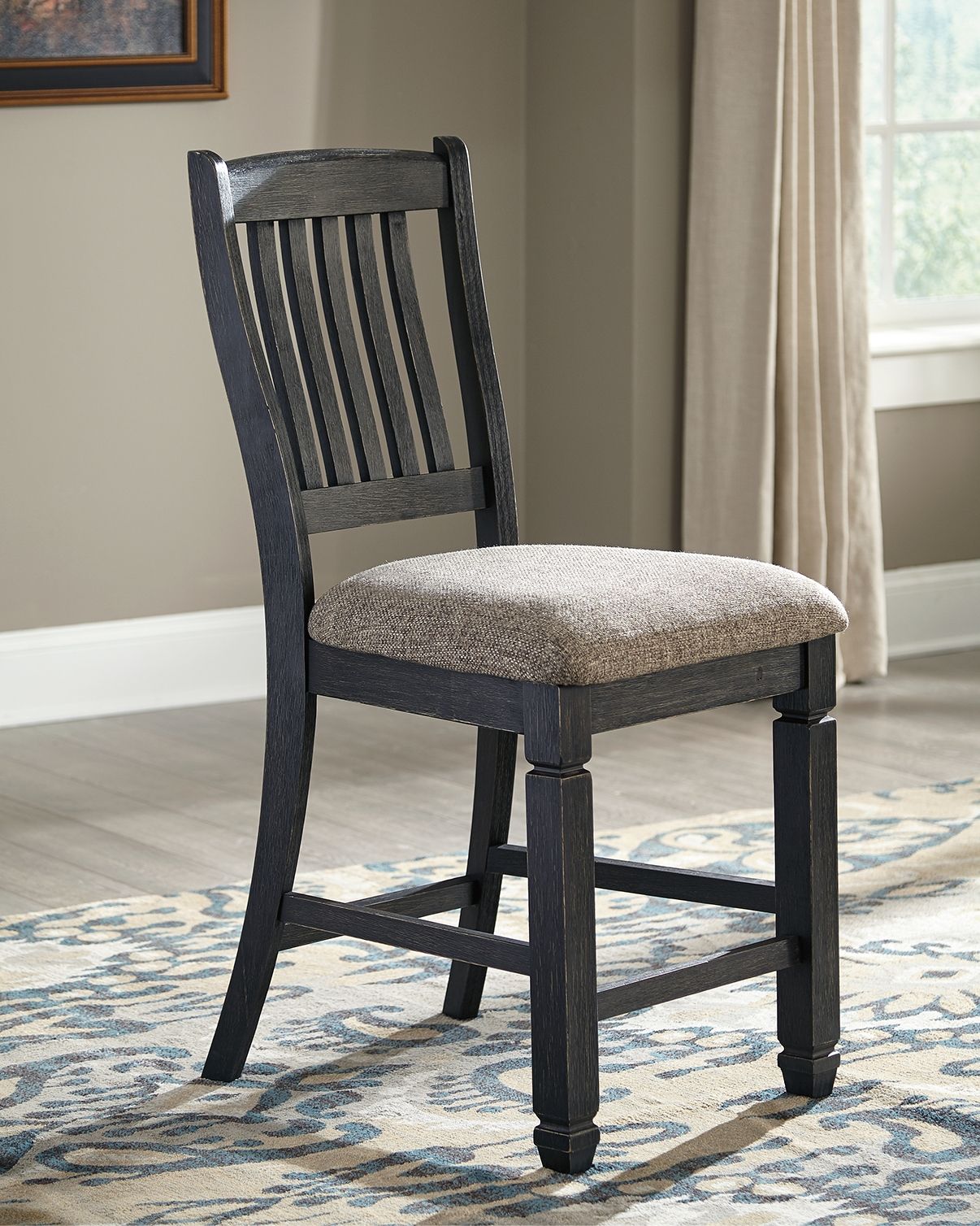 Tyler Creek - Upholstered Barstool (Set of 2) - Black / Grayish Brown - Image 2