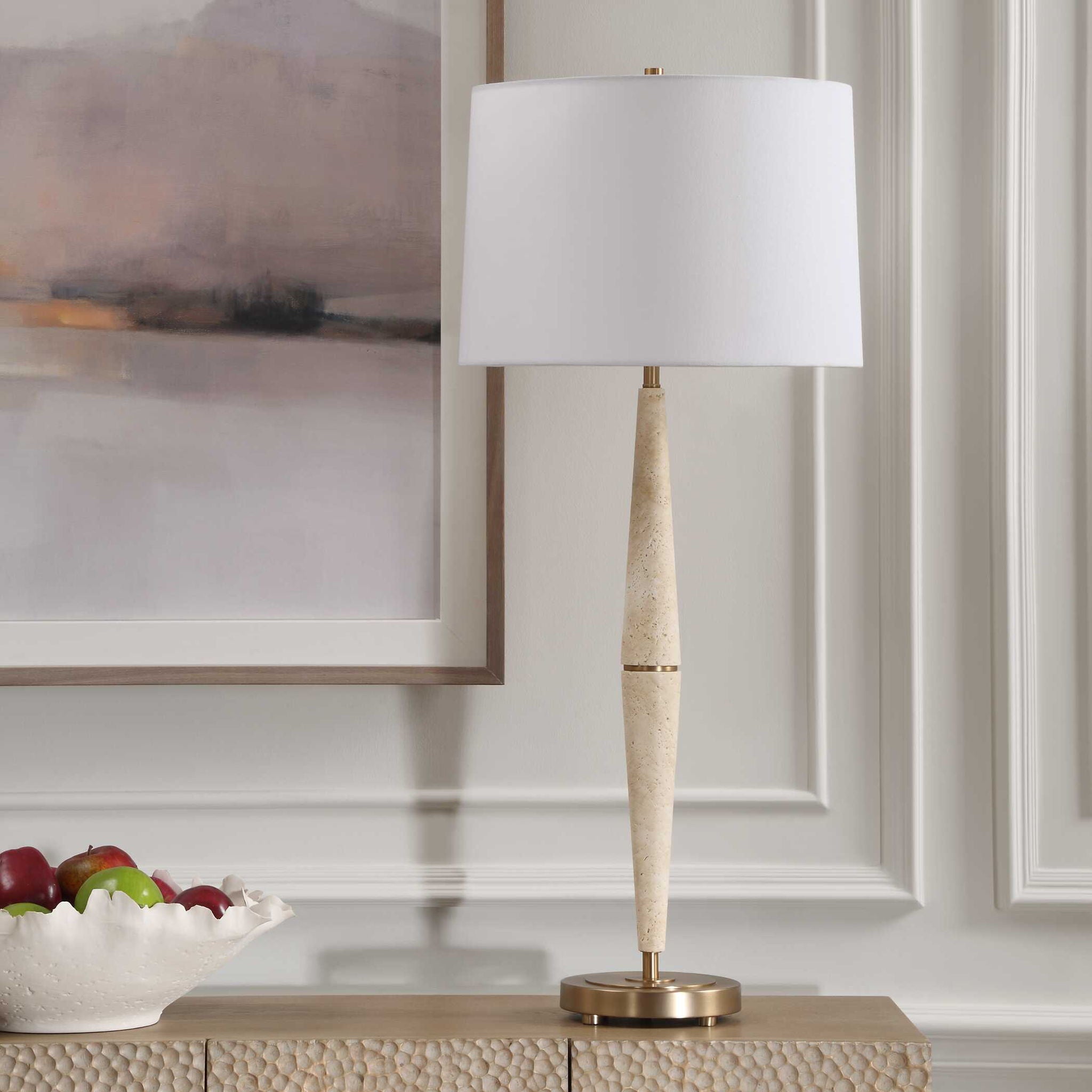 Palu - Travertine Table Lamp - Beige - Image 3