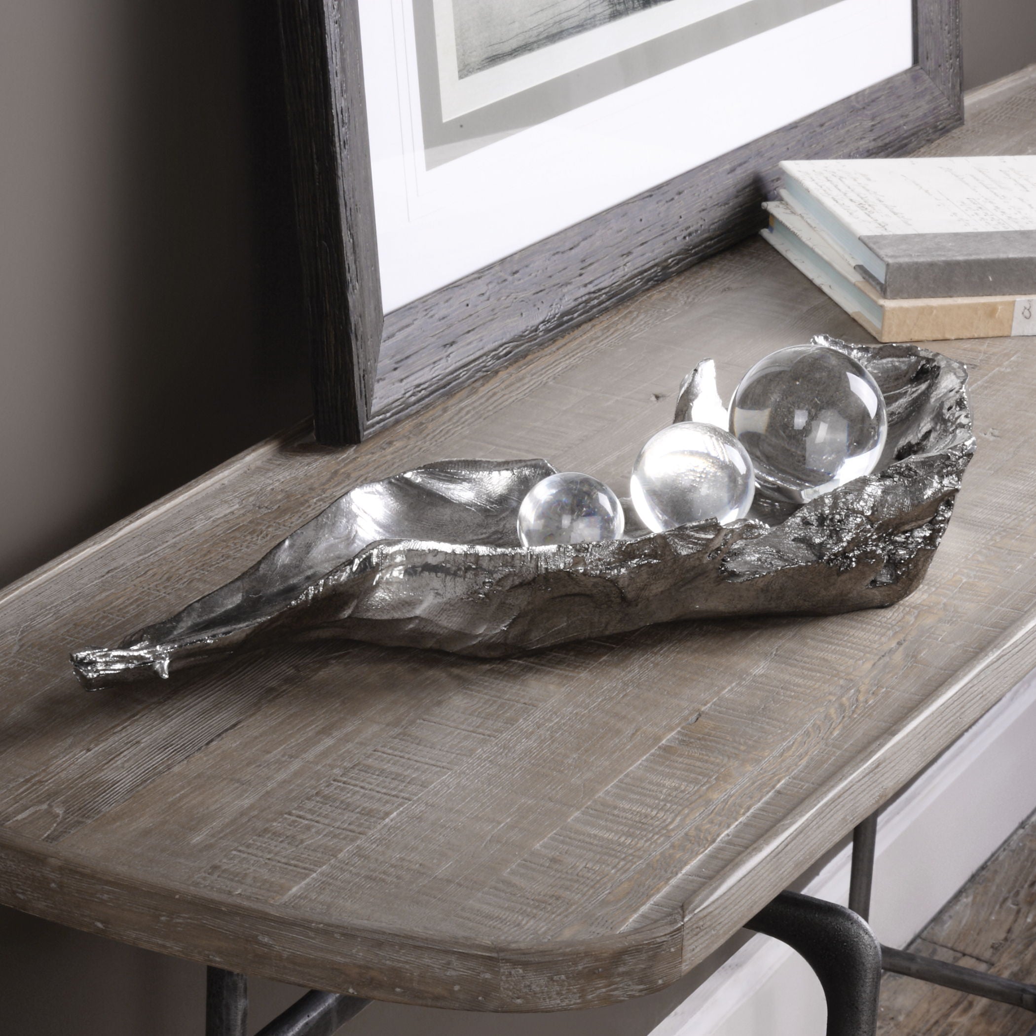Three Peas In A Pod - Metallic Sculpture - Pearl Silver - Image 2