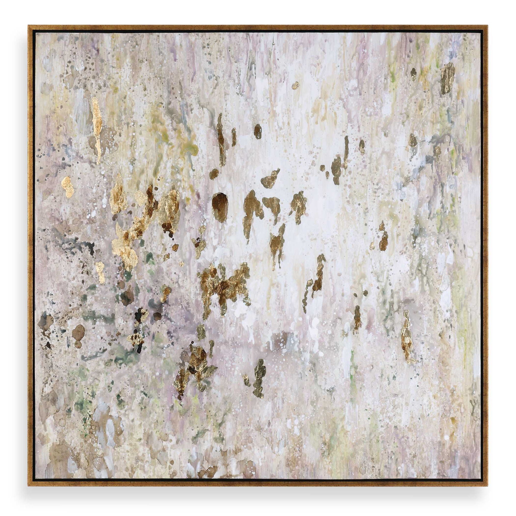Golden Raindrops – Modern Abstract Art – Beige
