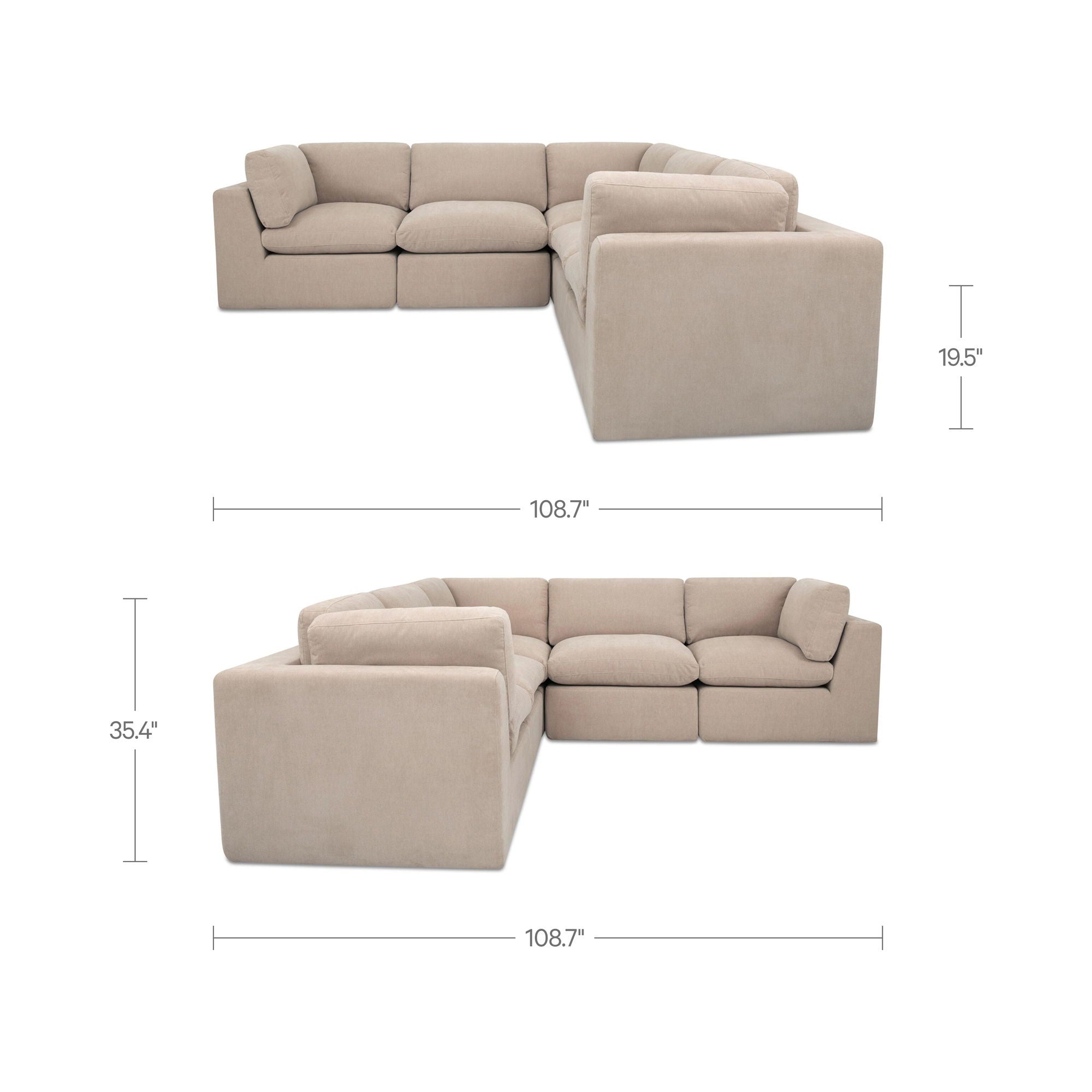 Cates - Classic L Modular Sectional - Pebble - Image 2