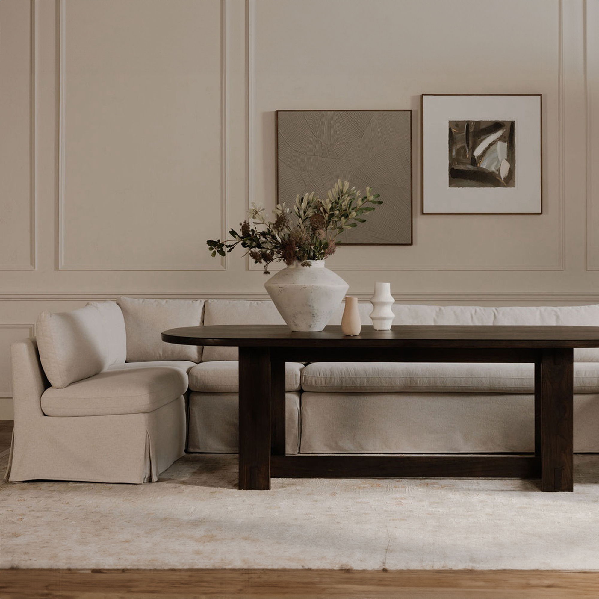 Fable - Slipcover Dining Banquette L-Shape - Beige - Image 3