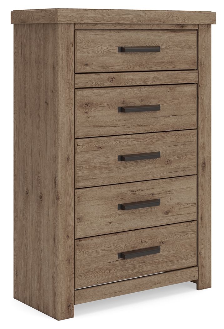 Oliandon – Five Drawer Chest – Light Brown