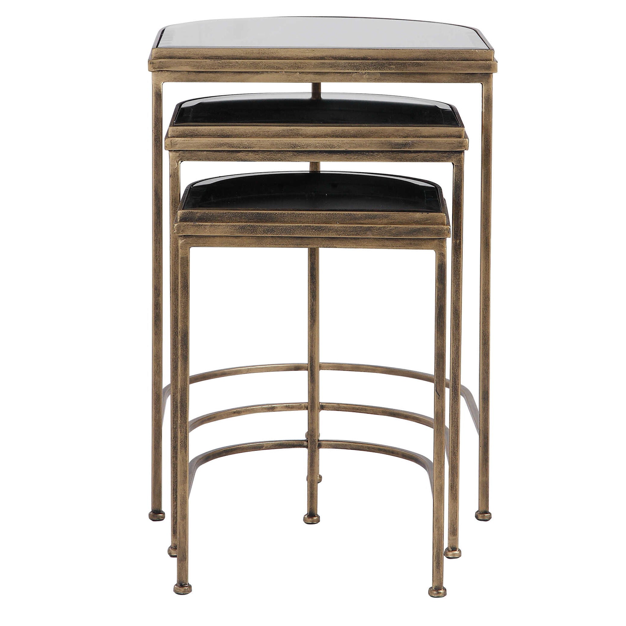 India - Nesting Tables (Set of 3) - Light Brown & Black - Image 3