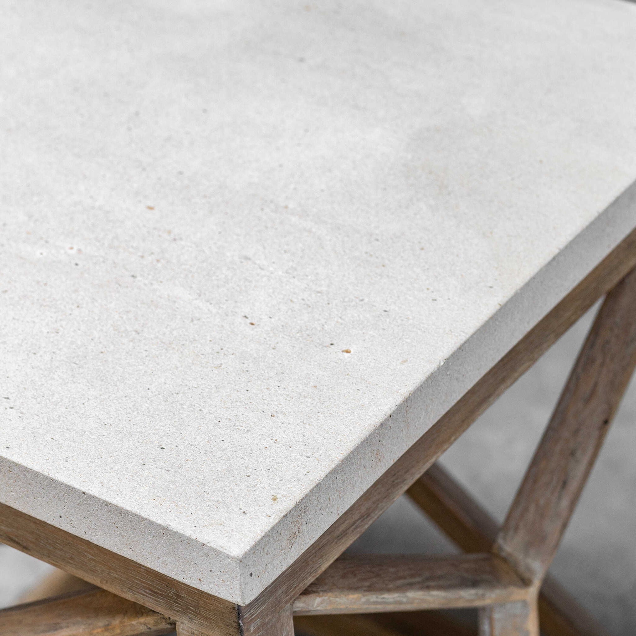 Catali - Stone End Table - White & Light Brown - Image 3