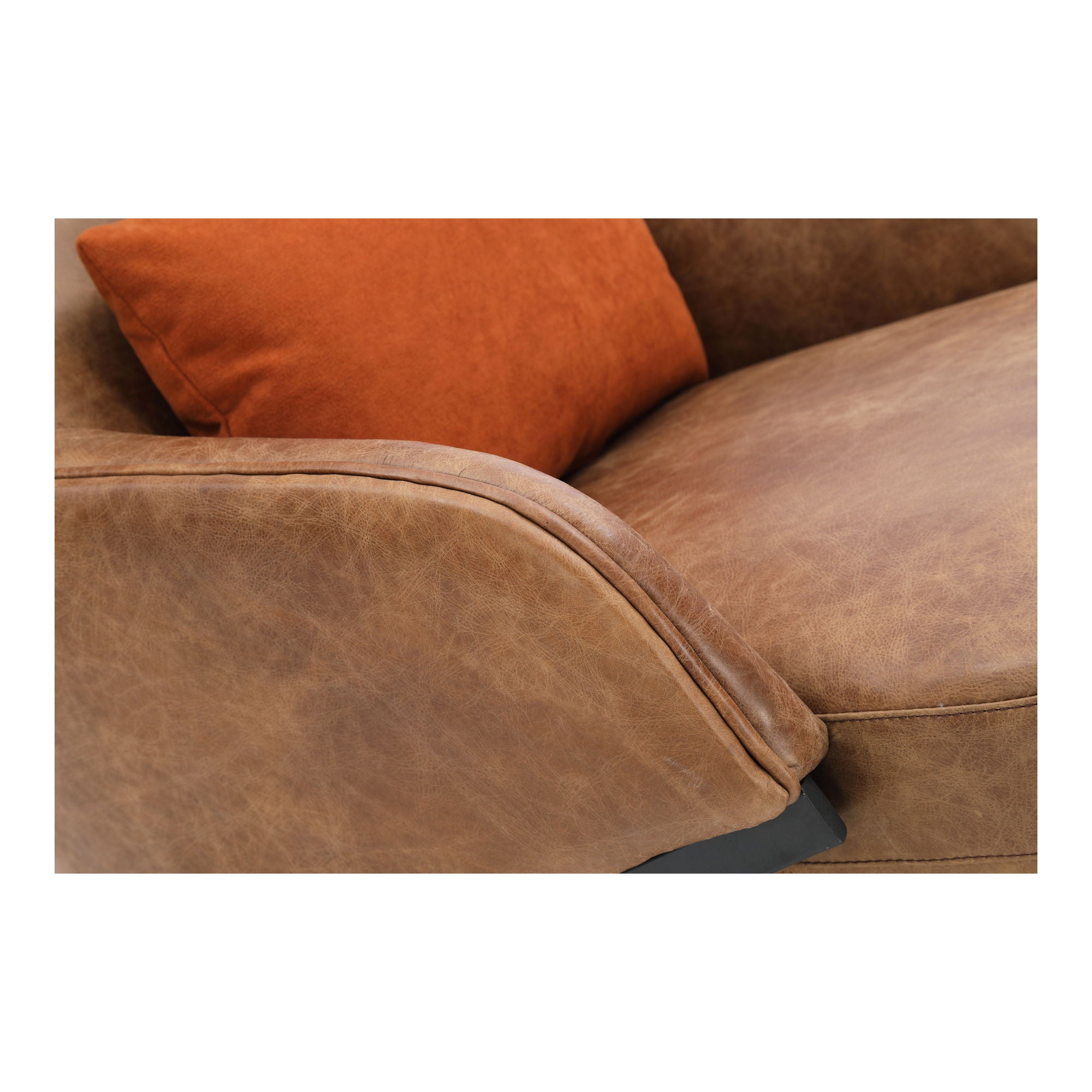 Amos - Leather Accent Chair - Light Brown - Image 3